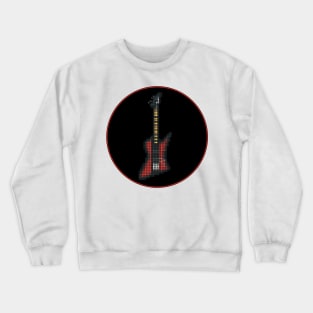 Tiled Pixel Red Bird Bass Guitar in a Black Circle Crewneck Sweatshirt